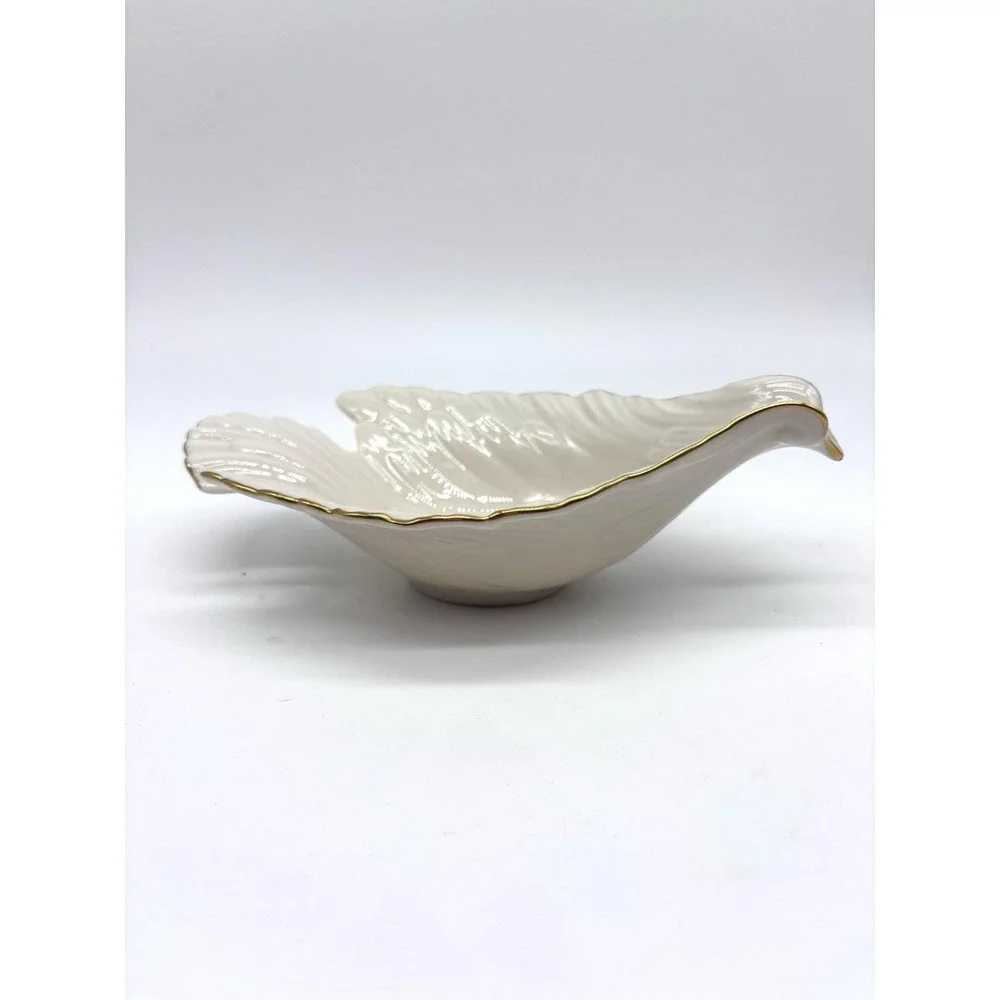 Vintage LENOX China Dove‎ Dish Ivory Bowl Creme 24k Gold Trim New